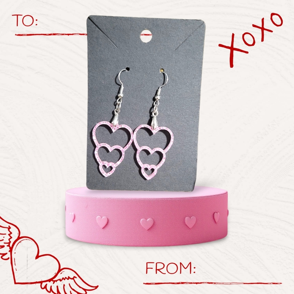 Laser Engraved Heart Earrings